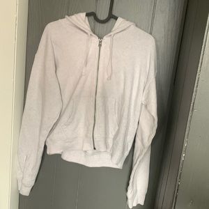 Cropped zip up sweater cream color size S